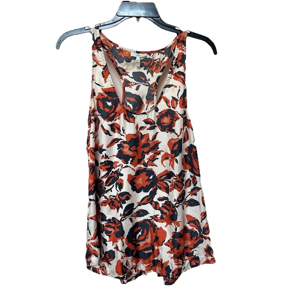 Joie Silk Tank Top Women’s Med Racerback Floral Rose Flirty Moody Romance Boho